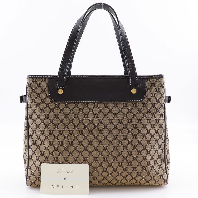 Celine Macadam Canvas And Calf Brown Women's Handbag