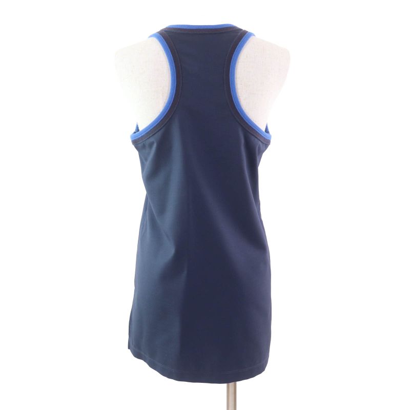 LOEWE S540y07x31 100% Wool None Fabric Ribbed Tank Top Dark Navy 32 Genuine