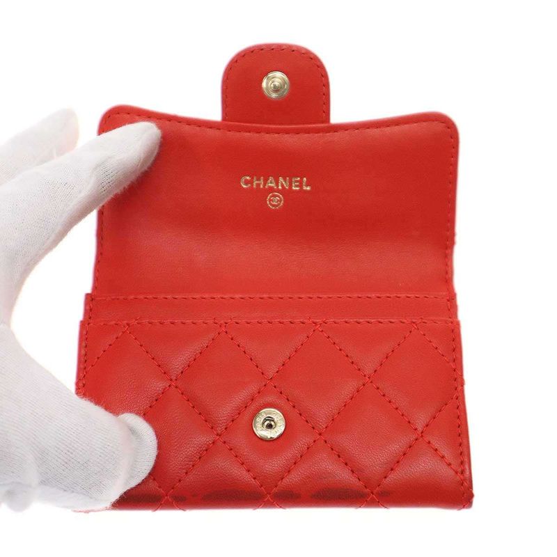 Chanel 2018 Card Case Coco Mark Classic Flap Card Case Red