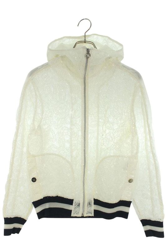 Chanel P58260v44327 Vinyl Finish Allover Embroidery Zip-up Blouson Men's 38