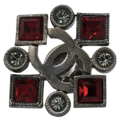 Chanel Coco Mark Pin Brooch Metal And Rhinestone Red 05P Ladies 8.0g Brooch
