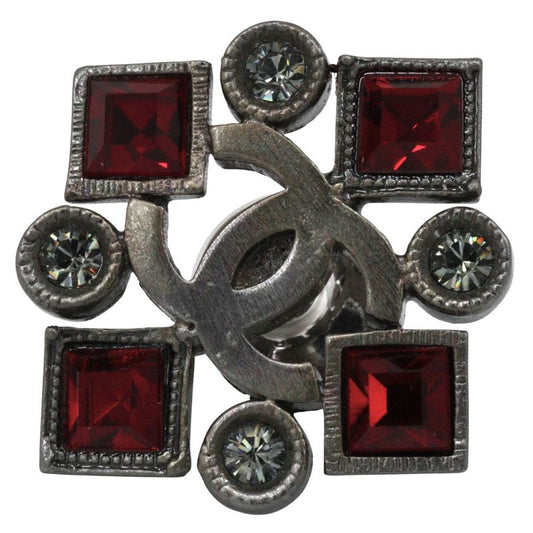 Chanel Coco Mark Pin Brooch Metal And Rhinestone Red 05P Ladies 8.0g Brooch