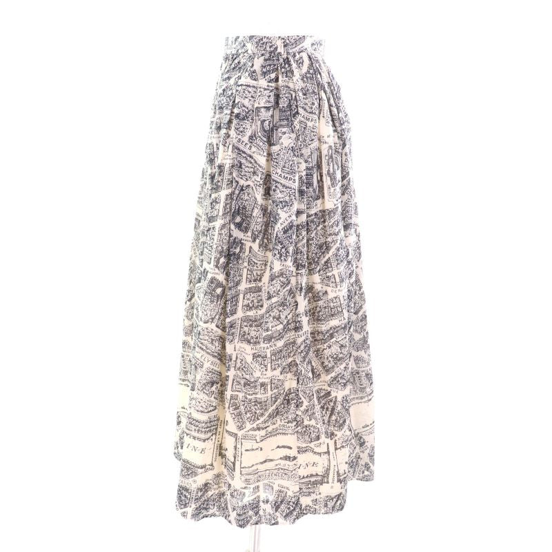 Christian DIOR 351j90a3294 100% Cotton Pleated Midi Plain Paris Skirt With