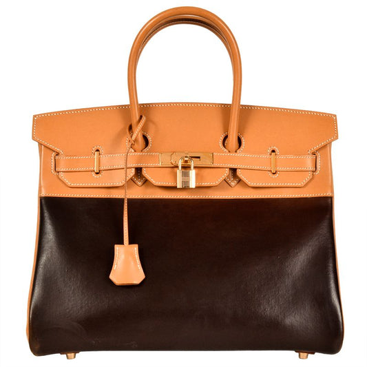 Hermes Birkin 35 Handbag Amazonia Vache □C Engraved Dark Brown Gold Hardware