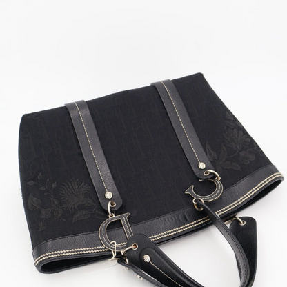Christian DIOR Trotter Flower Embroidered Tote Handbag