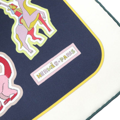 Hermes Double FACE Caracteristick 100% Silk Caban/rose/multico Carré 90 Scarf