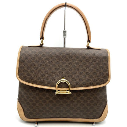 Celine M12 Handbag Brown Pvc/leather Macadam Lock Hardware Ladies Fashion