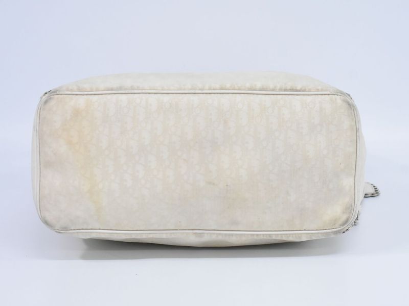 Authentic Christian DIOR Trotter Shoulder Bag Canvas Leather Ivory Trotter Bag