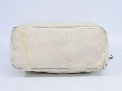 Authentic Christian DIOR Trotter Shoulder Bag Canvas Leather Ivory Trotter Bag