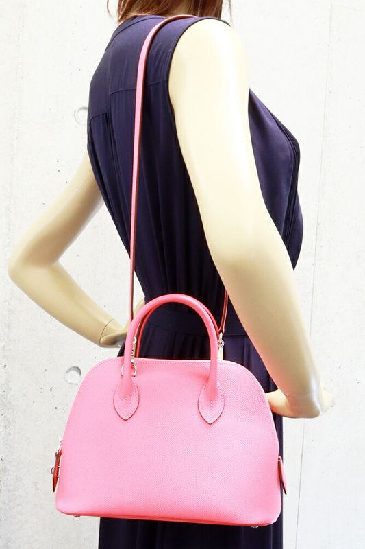 Hermes Handbag Shoulder Bag Bolide 1923 25 Epson Rose Azalea Silver Hardware