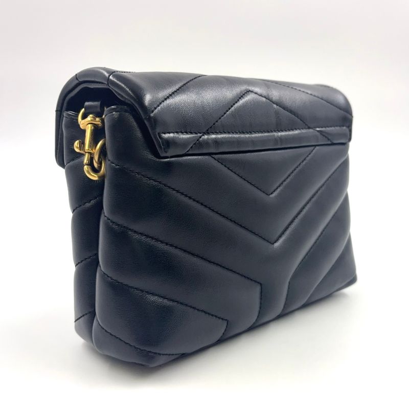 Saint Laurent Paris Lou Leather Black Shoulder Bag Gold