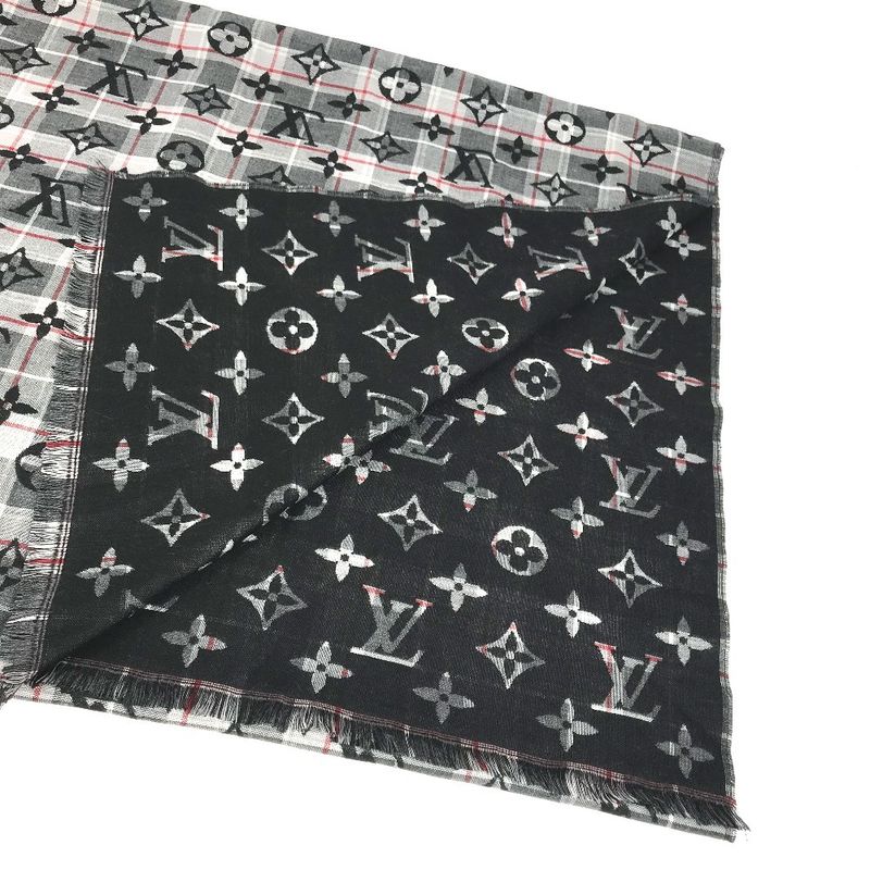 Louis Vuitton Shawl Etoile Check With Louis M76051 Wool Black