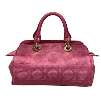 Dior/christian Dior Handbag Canage Stitch Pink Lame Leather