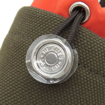 Hermes Pouch Dog Treat Pouch Cotton Canvas Leather Khaki and Foo Silver