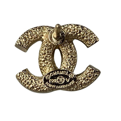 2941 Chanel Coco Mark Earrings Rhinestone Silver Metal Accessories F22V