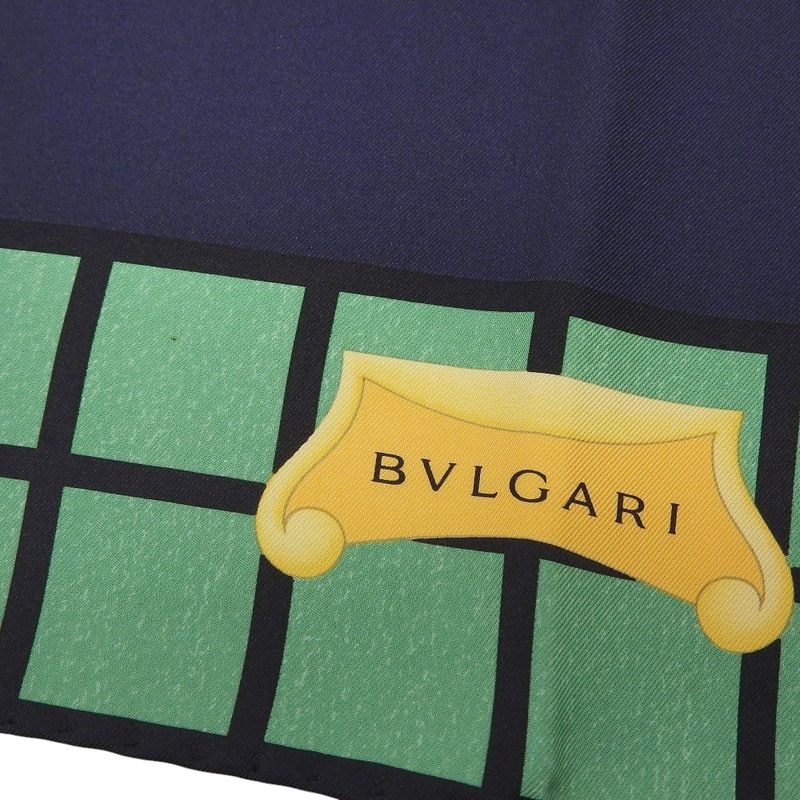 Unused With Box Bvlgari Current Logo World Sea And Gondola 100% Silk Scarf