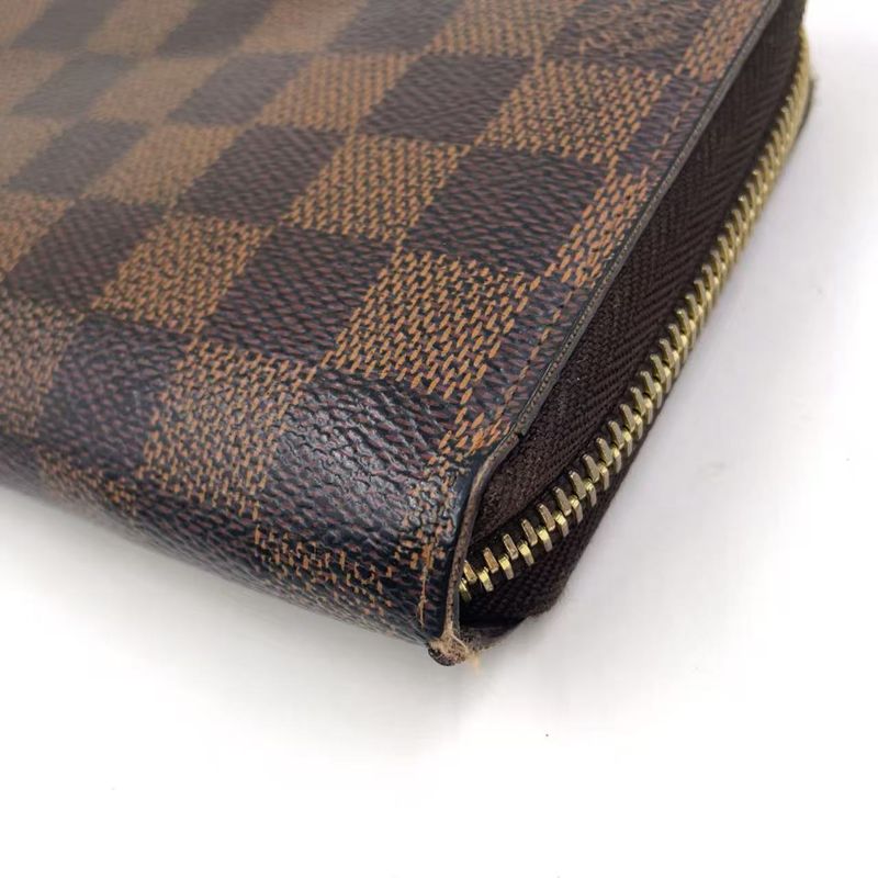 Louis Vuitton Zippy Wallet Damier Ebene Damier Ebene PVC Brown Round Zipper