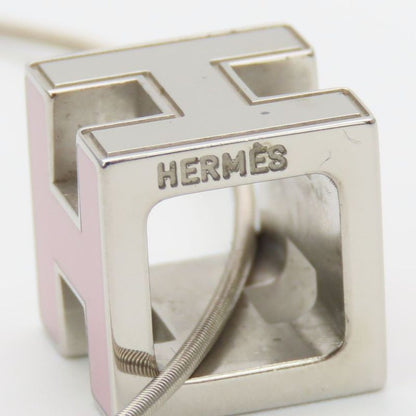 Hermes Necklace Caged Ash Metal Pink Silver Hardware H Cube Accessories