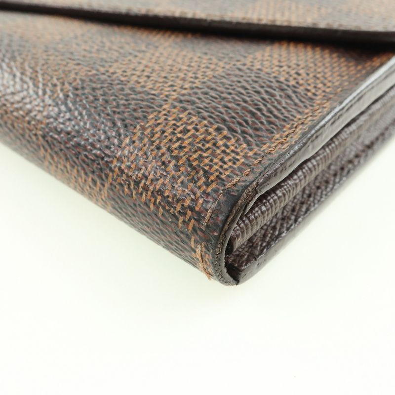 Louis Vuitton Portefeuille Sarah N63209 Damier Canvas Brown Ca0155 Unisex Long