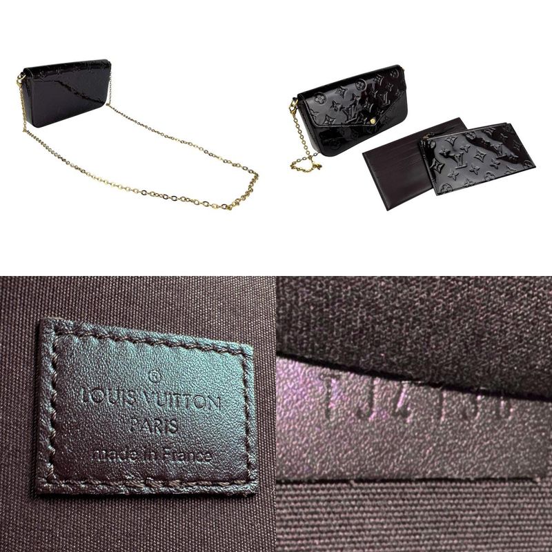 Louis Vuitton Chain Wallet Crossbody Shoulder Bag Monogram Vernis Pochette