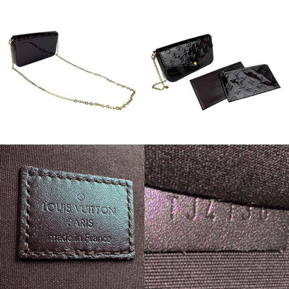 Louis Vuitton Chain Wallet Crossbody Shoulder Bag Monogram Vernis Pochette