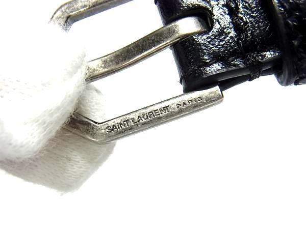 Belt Women's Black Fa4108 Saint Laurent Leather Silver Hardware Belt