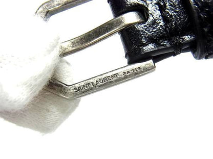 Belt Women's Black Fa4108 Saint Laurent Leather Silver Hardware Belt