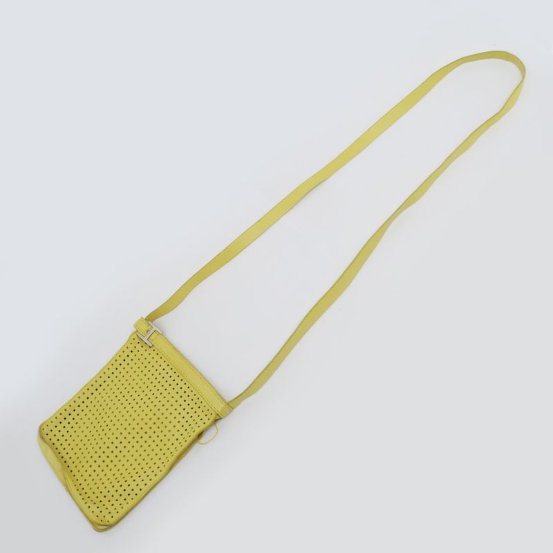 Hermes Tudu Punching Pochette Yellow Silver Hardware Shoulder Bag