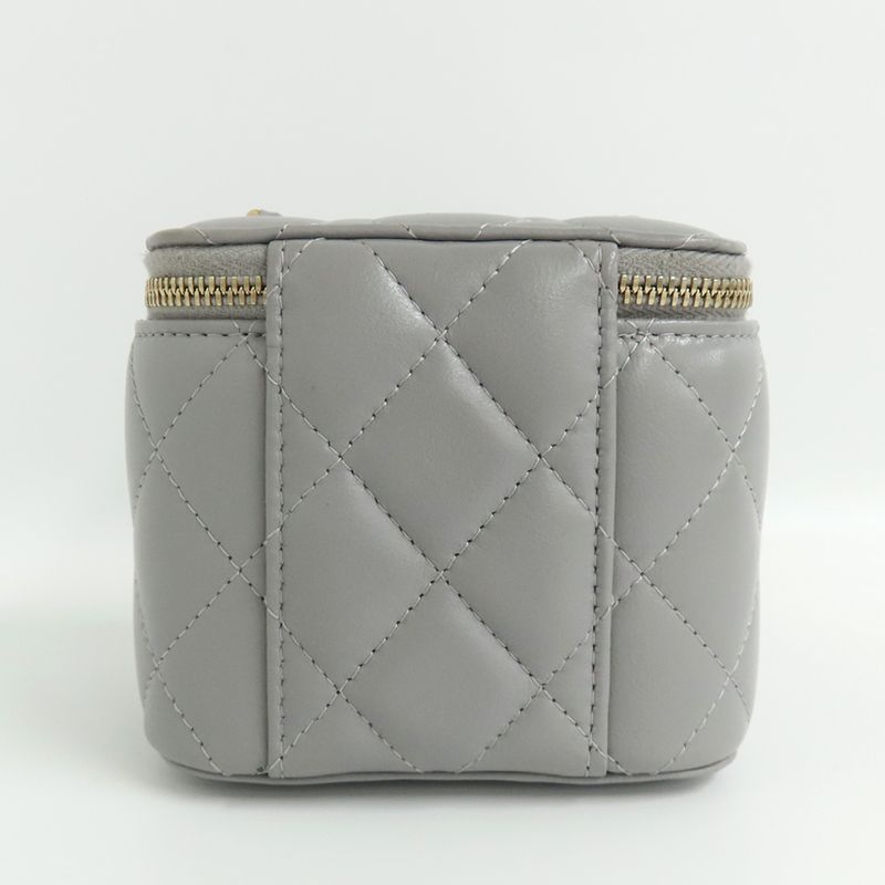 Chanel Small Vanity Case Ap1447 Lambskin Gray Gdhardware Chain