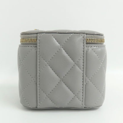 Chanel Small Vanity Case Ap1447 Lambskin Gray Gdhardware Chain