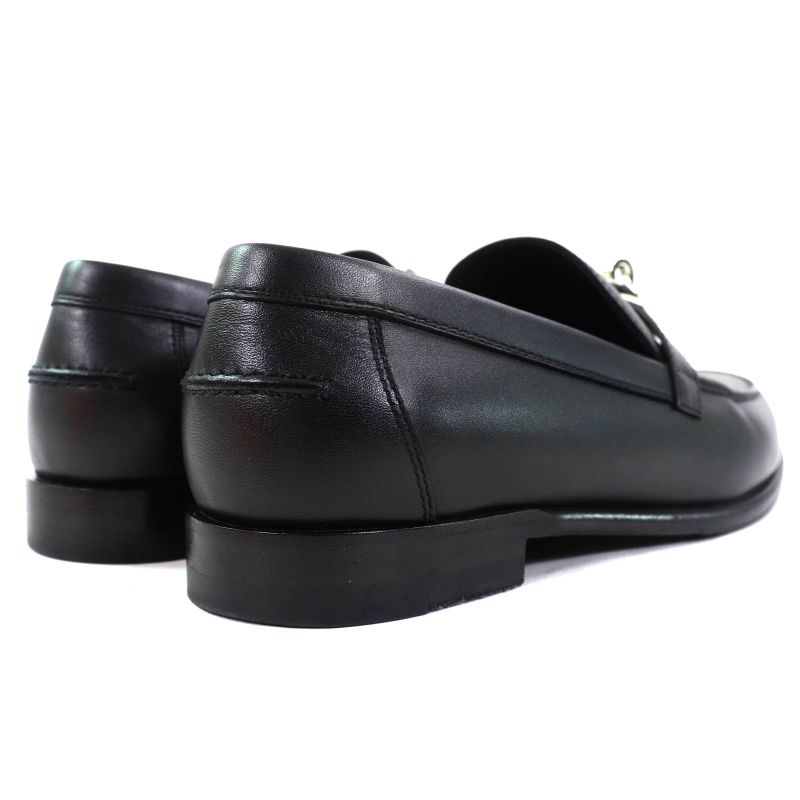 Hermes Destin Leather Silver Hardware Kelly Buckle Loafer Black 35.5 With Box