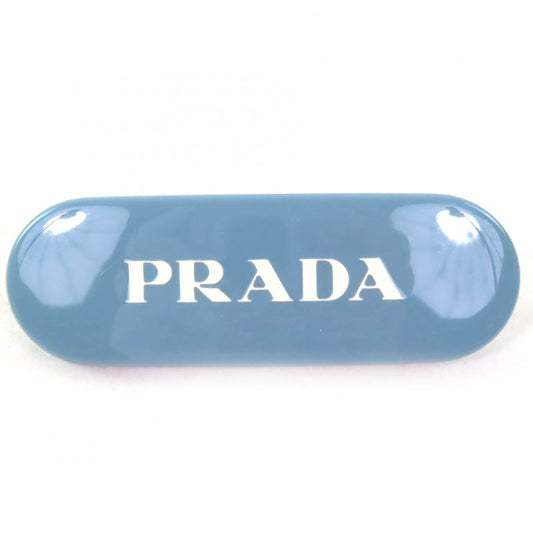 Prada 1if108 Logo Barrette Hair Clip Hairpin Hair Accessory Celeste Light Blue