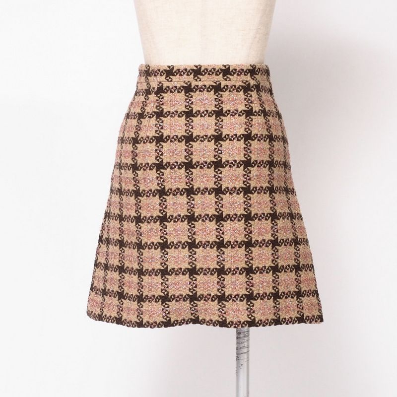 2022Gucci Skirt Suit Size 36 (155 80Y) GG Logo Gold Button Tweed