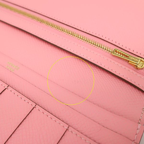 Hermes Long Wallet Bearn Souffle Vaux Epson Rose Confetti Gold Hardware Bifold