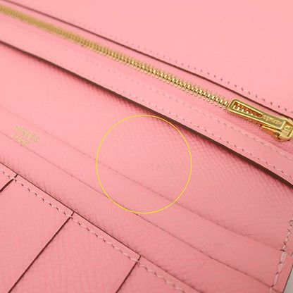 Hermes Long Wallet Bearn Souffle Vaux Epson Rose Confetti Gold Hardware Bifold