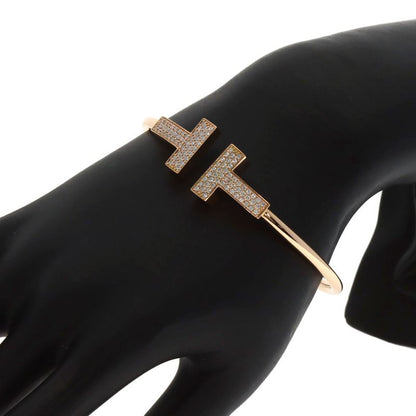 Tiffany & Co T-wire Wide Large Bracelet 18K Pink Gold Ladies