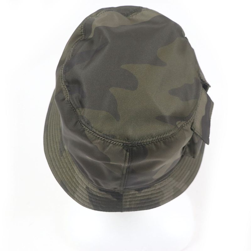 Prada 2023 2hc350 Re-nylon Camouflage Triangle Logo Bucket Hat Khaki XXL Made