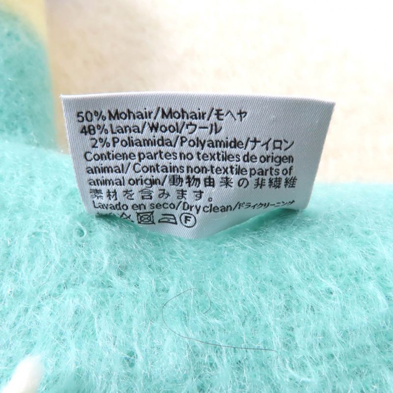 LOEWE Mohair Blend Anagram Logo Patch Fringed Scarf Multi Genuine