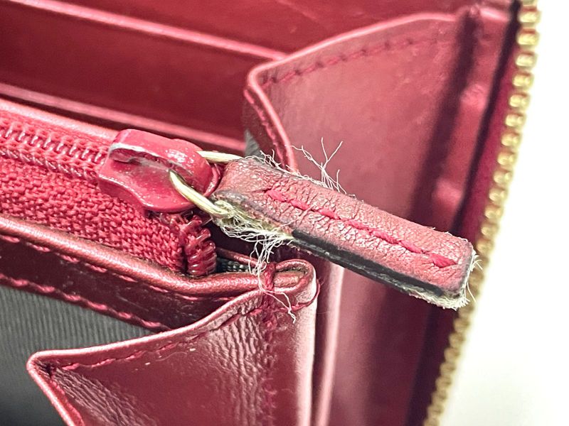 Gucci 308005 Leather Round Zip Wallet Long Red Made In Italy