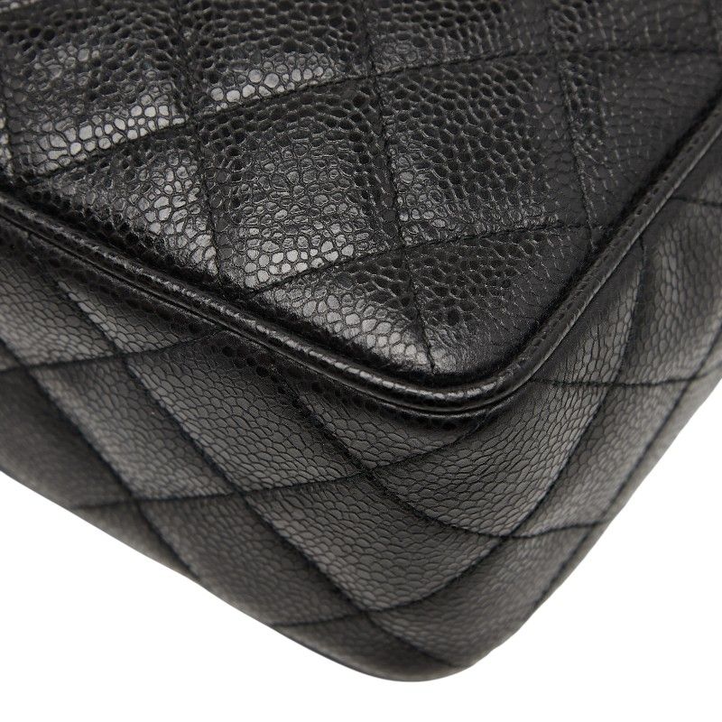 Chanel Matelasse Coco Mark Crossbody Shoulder Bag Black Caviar Skin Women Chanel