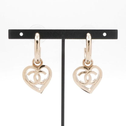 Chanel Earrings Earring Gold Coco Mark Hoop Heart