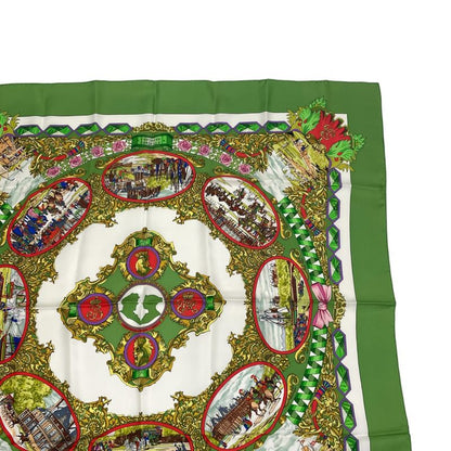 Hermes Carre 90 Scarf Silk L Entente Cordiale French-english Alliance Green