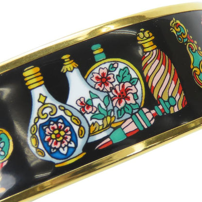 Hermes Bangle Emile Metal Cloisonne Black Multicolor Gold Hardware Plated