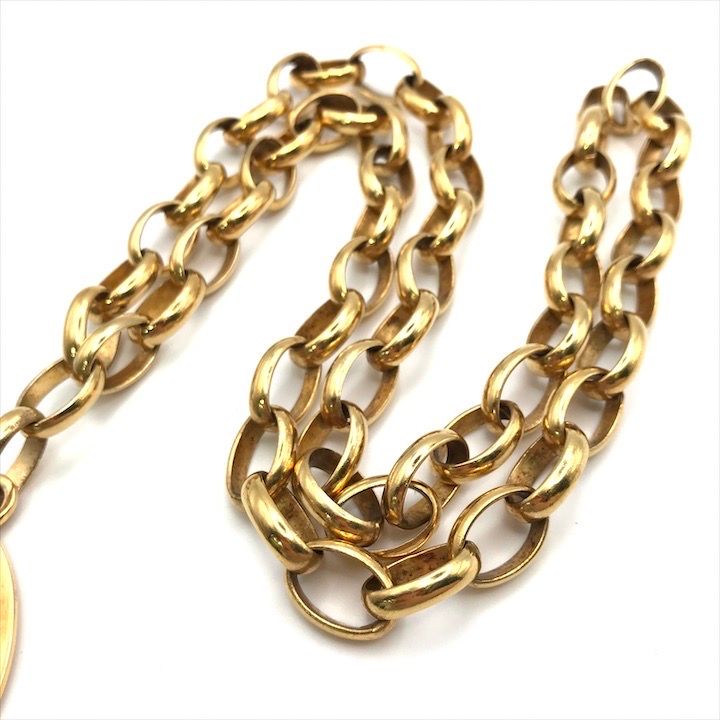 Chanel Round Logo Plate Chain Necklace Gold