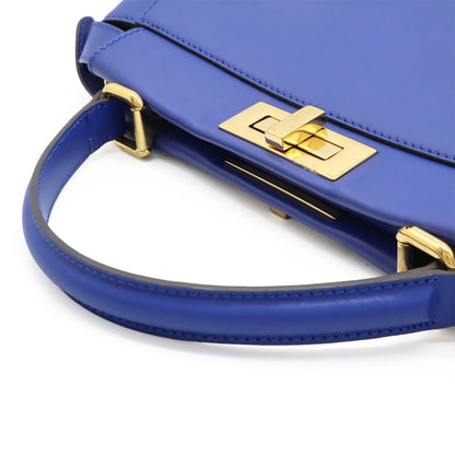 Fendi Peekaboo Regular Handbag Tote Bag 2WAY Shoulder Bag Leather Blue Blue