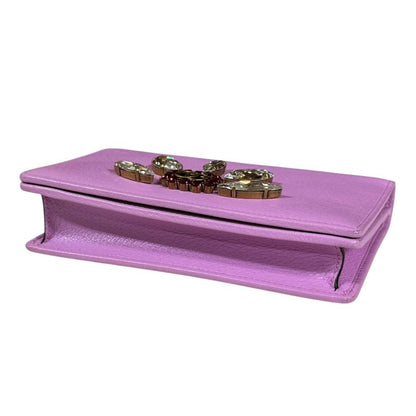 Gucci Crystal Bijoux GG Marmont Shoulder Bag Leather 499782 Pink Ladies Gucci