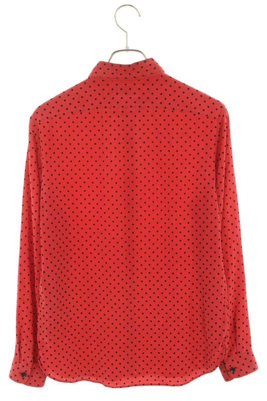 Saint Laurent Paris 653862 Y2d15 Dotted Silk Long Sleeved Shirt Men's 37