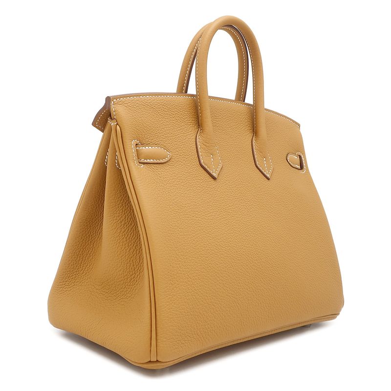 Hermes Handbag Birkin 25 Togo Natural Sable Silver Hardware Brown Engraved K