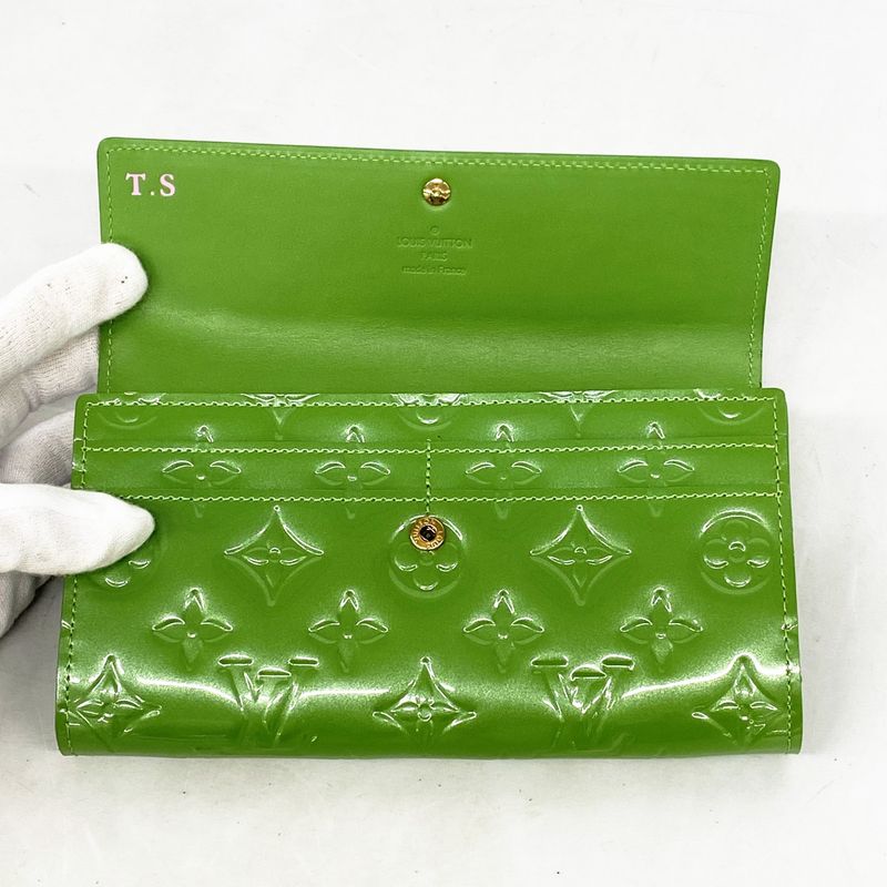 Louis Vuitton Vernis Portefeuille Sarah M93635 Vert Toninic Cles Dies