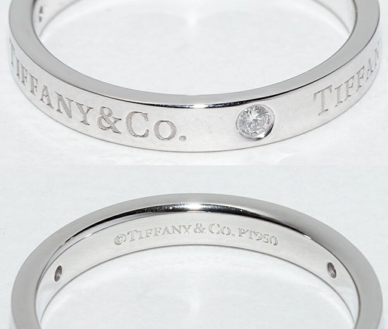 Tiffany & Co Ring Pt950 Diamond 3P (007ct) T&CO Band Ring Flat Band Ring Width